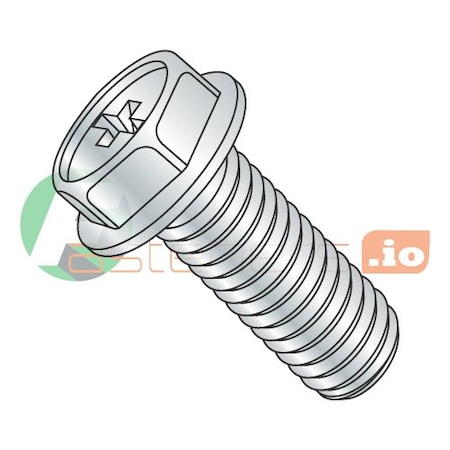 Newport Fasteners #8-32 x 3/8 in Phillips Hex Machine Screw, Zinc Plated Steel, 10000 PK 747611